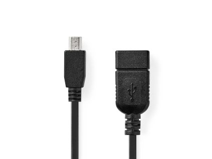 USB Adaptér | USB 2.0 | Mini 5-Pin Zástrčka | USB-A Zásuvka | 480 Mbps | OTG | 0.20 m | Kulatý | Poniklované | Černá | Box