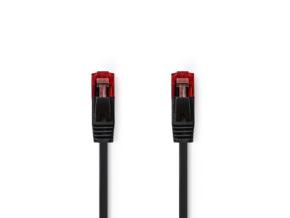 Síťový kabel CAT6 | RJ45 Zástrčka | RJ45 Zástrčka | U/UTP | 2.00 m | Snagless | Plochý | PVC | Černá | Label