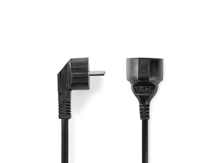 Napájecí kabel | Typ F Zástrčka | Typ F Zásuvka | Úhlový | Přímý | Poniklované | 2.00 m | Kulatý | PVC | Černá | Label