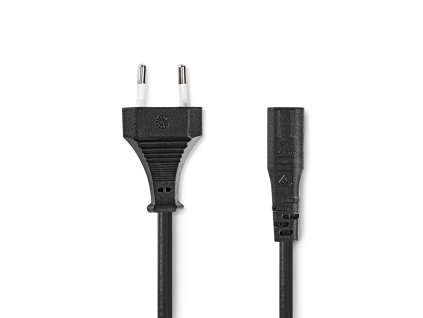 Nedis kroucený kabel zástrčka EURO - IEC320 C1, černá, 2 m (CEGL11062BK20)