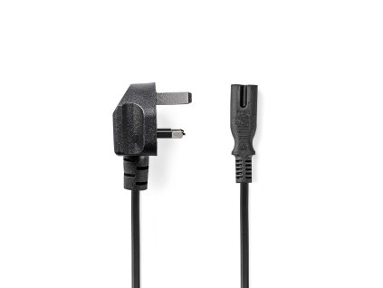 Napájecí Kabel UK | UK Zástrčka | IEC-320-C7 | 5.00 m | Ano | 2x 0.75 mm² | Měď | Kulatý | Poniklované | UK | PVC | Zástrčka: UK / Typ G | 250 V AC | 3 A | Černá
