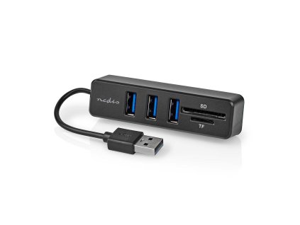 Nedis CCGB60250BK01 3-portový USB hub USB 2.0 + čtečka paměťových karet SD/MicroSD