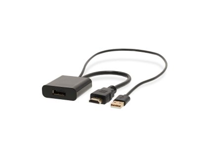 HDMI™ Adaptér | Konektor HDMI ™ | DisplayPort Zástrčka / USB-A Zástrčka | Pozlacené | Přímý | PVC | Černá | 1 kusů | Box