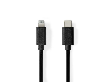 Lightning Kabel | USB 2.0 | Apple Lightning 8pinový | USB-C™ Zástrčka | 480 Mbps | Poniklované | 1.00 m | Kulatý | PVC | Černá | Label