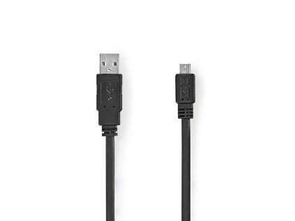USB kabel | USB 2.0 | USB-A Zástrčka | USB Micro-B Zástrčka | 480 Mbps | Poniklované | 1.00 m | Plochý | PVC | Černá | Label