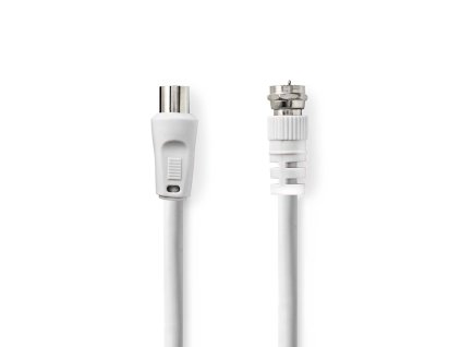 Satelitní a anténní kabel | F Zástrčka | IEC (Koax) Zástrčka | Poniklované | 75 Ohm | Dvojité Stínění | 3.00 m | Kulatý | PVC | Bílá | Label