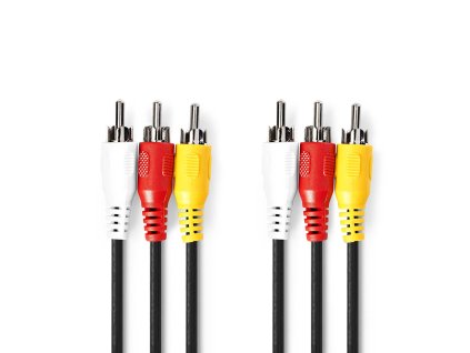 Kompozitní video kabel | 3x RCA Zástrčka | 3x RCA Zástrčka | Poniklované | 480p | 2.00 m | Kulatý | PVC | Černá | Label