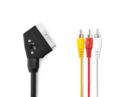 Nedis kabel zástrčka SCART - zástrčka 3x CINCH, přepínač, 2 m (CVGL31130BK20)