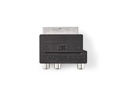 SCART Adaptér | SCART Zástrčka | S-Video Female / 3x RCA Zásuvka | Poniklované | Vyměnitelný | ABS | Černá | 1 kusů | Box