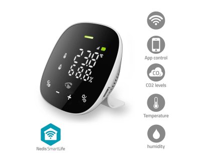 Monitor kvality ovzduší SmartLife | Wi-Fi | Včetně displeje | Oxid uhličitý (CO2) / Teplota / Vlhkost | Android™ / IOS | Bílá / Černá