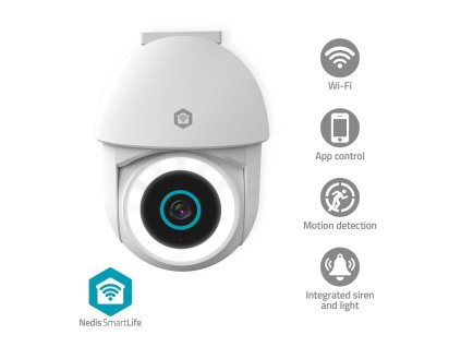 Nedis SmartLife chytrá IP kamera WiFi, 3MP Full HD 1296p, otáčení a náklon, reflektor, PIR, noční vidění, microSD, IP65, Onvif (WIFICO22CWT)