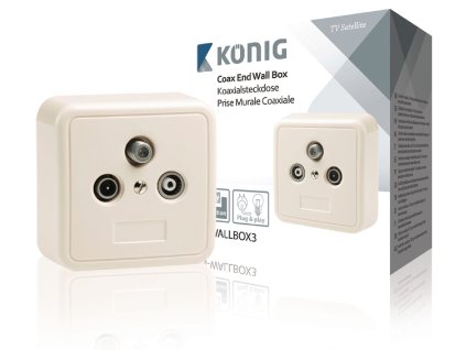 Satelitní účastnická zásuvka koncová SAT/TV/R 2.5 dB König KN-WALLBOX3