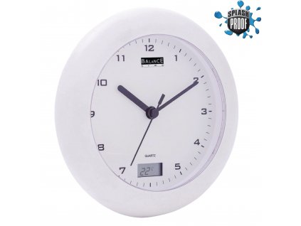 Koupelnové nástěnné hodiny 17 cm s teploměrem, Balance 506271