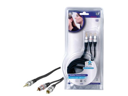 HQ propojovací audio kabel zástrčka jack 3.5mm - zástrčka 2x cinch, 2.5 m, HQSS3458/2.5
