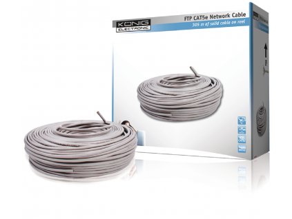 König CMP-FTP5R305S měděný stíněný síťový kabel F/UTP Cat5E drát šedý, 305 m