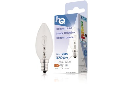 HQ halogenová žárovka E14 svíčka 230V 28W 370lm 2800K, HQHE14CAND001