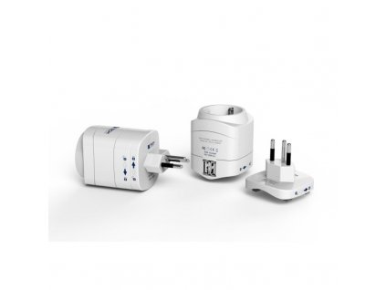 TECH cestovní adaptér pro použití ve Švýcarsku a Lichtenštejnsku s integrovanou 2xUSB nabíječkou