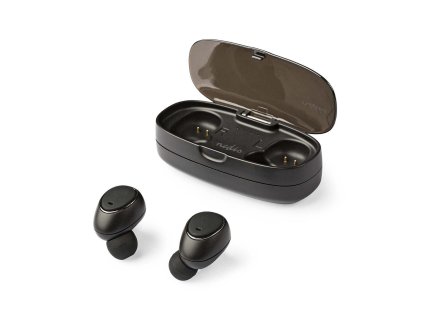 Nedis HPBT5050BK Bluetooth® bezdrátová sluchátka do uší, True Wireless Stereo (TWS), nabíjecí pouzdro, černá