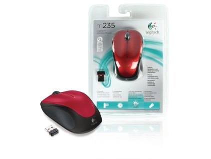 Logitech M235R bezdrátová myš 800 dpi, červená
