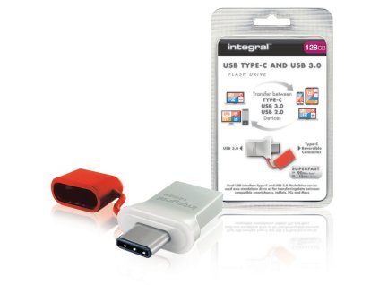 Flash Disk USB 3.0 128 GB Hliník/Červená
