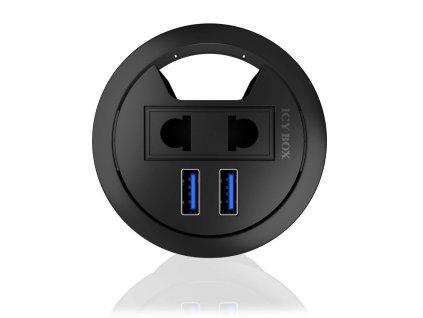 ICY BOX HUB2201 USB HUB 2 x USB 3.0 + 230 V EURO, montáž do stolu
