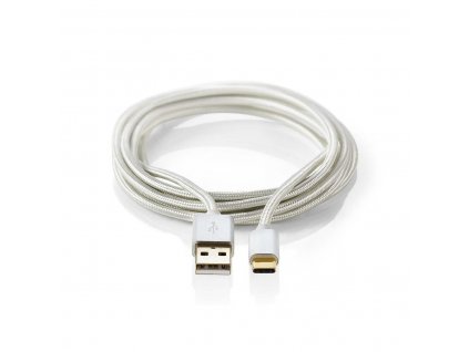 Nedis Fabritallic CCTB61600AL20 propojovací kabel USB 3.1 zástrčka USB A - zástrčka USB C, 2 m, stříbrná