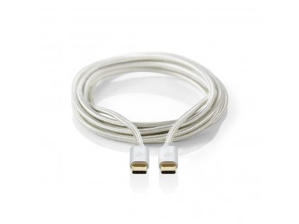 Nedis Fabritallic CCTB64700AL20 propojovací kabel USB 3.1 (Gen1) 5 Gb/s, zástrčka USB C - zástrčka USB C, 2 m, stříbrná