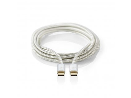 Nedis Fabritallic CCTB64750AL10 propojovací kabel USB 3.1 (Gen2) 10 Gb/s, zástrčka USB C - zástrčka USB C, 1 m, stříbrná