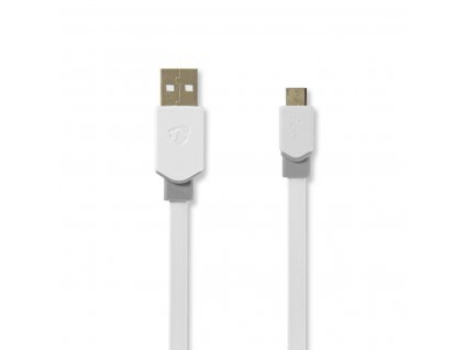 Nedis CCBW60500WT10 plochý propojovací kabel USB 2.0 zástrčka USB A - zástrčka USB micro B, 1 m, bílá