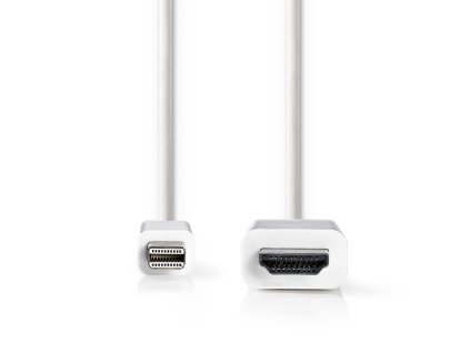 Nedis propojovací kabel zástrčka Mini DisplayPort – zástrčka HDMI, 2 m, bílá (CCGP37600WT20)
