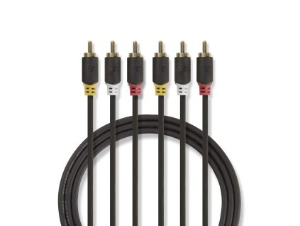 Nedis CVBW24300AT20 kompozitní A/V kabel zástrčka 3x CINCH - zástrčka 3x CINCH, 2 m