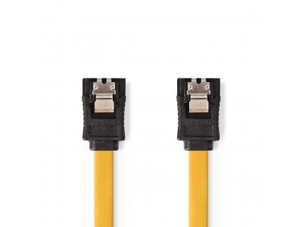 Nedis SATA datový kabel, 6 Gb/s, SATA 7-pin zásuvka - SATA 7-pin zásuvka, 0.5 m, žlutá (CCGP73250YE05)