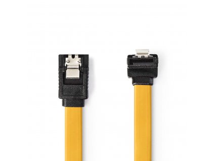 Nedis SATA datový kabel, 6 Gb/s, SATA 7-pin zásuvka - SATA 7-pin zásuvka úhlová 90°, 1 m, žlutá (CCGP73255YE10)