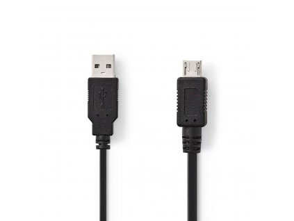 Nedis propojovací kabel USB 2.0 zástrčka USB A - zástrčka USB micro A, 2 m, černá (CCGP60400BK20)