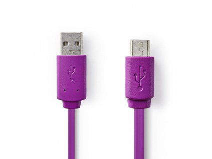 Nedis propojovací kabel USB 2.0 zástrčka USB A - zástrčka USB micro B, 1 m, fialová (CCGP60410VT10)
