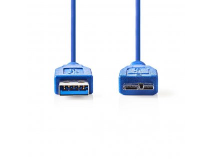 Nedis propojovací kabel zástrčka USB 3.0 A - zástrčka USB 3.0 micro B, 1 m, modrá (CCGP61500BU10)