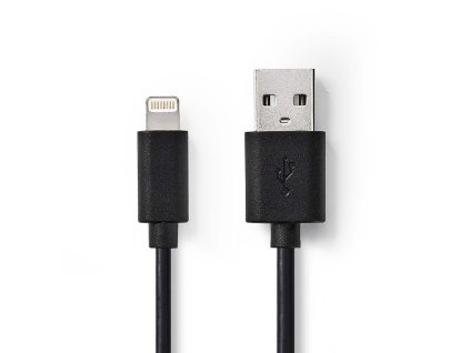 Nedis synchronizační a nabíjecí kabel zástrčka Apple Lightning 8-pin - zástrčka USB-A, 12W nabíjení, 2 m, černá (CCGL39300BK20)