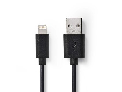 Nedis synchronizační a nabíjecí kabel zástrčka Apple Lightning 8-pin - zástrčka USB-A, 12W nabíjení, 2 m, černá (CCGP39300BK20)