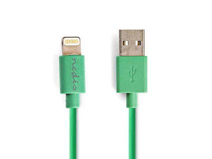Nedis synchronizační a nabíjecí kabel zástrčka Apple Lightning 8-pin - zástrčka USB-A, 1 m, zelená (CCGP39300GN10)