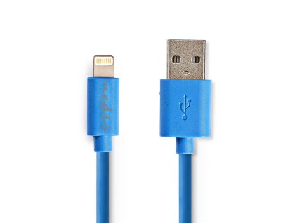Nedis synchronizační a nabíjecí kabel zástrčka Apple Lightning 8-pin - zástrčka USB-A, 1 m, modrá (CCGP39300BU10)