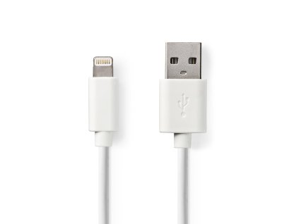 Nedis synchronizační a nabíjecí kabel zástrčka Apple Lightning 8-pin - zástrčka USB-A, 12W nabíjení, 1 m, bílá (CCGP39300WT10)