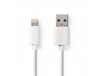 Nedis synchronizační a nabíjecí kabel zástrčka Apple Lightning 8-pin - zástrčka USB-A, 12W nabíjení, 2 m, bílá (CCGP39300WT20)
