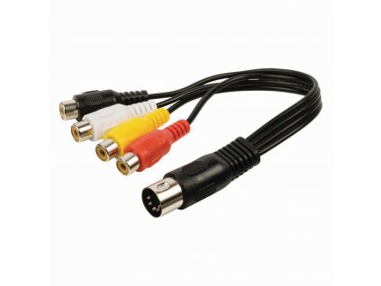 Nedis kabel zástrčka DIN 5p -zásuvka 4 x cinch, 0.2 m (CAGP20450BK02)