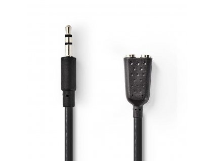 Nedis kabel zástrčka Jack 3.5 mm - 2x zásuvka Jack 3.5 mm, 0.2 m, černá (CAGP22100BK02)