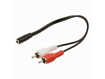 Nedis kabel zásuvka Jack 3.5 mm - zástrčka 2 x cinch, 0.2 m (CAGP22255BK02)