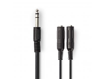 Nedis kabel zástrčka Jack 6.35 mm - 2x zásuvka Jack 6.35 mm, 0.2 m, černá (CAGP23110BK02)