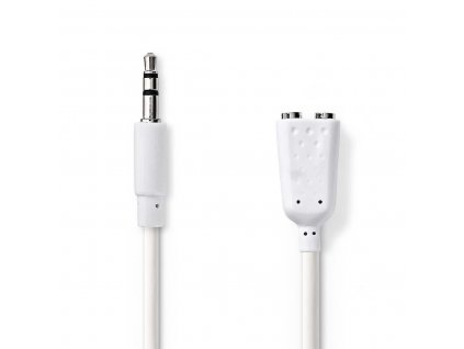 Nedis kabel zástrčka Jack 3.5 mm - 2x zásuvka Jack 3.5 mm, 0.2 m, bílá (CAGP22100WT02)