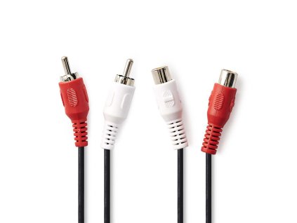 Nedis prodlužovací stereo audio kabel zástrčka 2x CINCH - zásuvka 2x CINCH, 5 m (CAGB24205BK50)