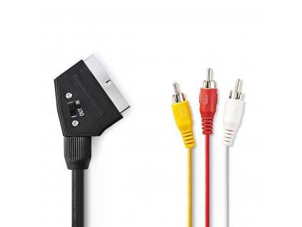 Nedis kabel zástrčka SCART - zástrčka 3x CINCH, přepínač, 1 m (CVGP31130BK10)