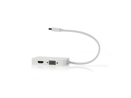 Kabel s Adaptérem Mini DisplayPort na VGA | Mini DisplayPort Zástrčka - VGA Zásuvka / DVI-D 24+1-pin Zásuvka / HDMI Vstup | 0,2 m | Bílá barva